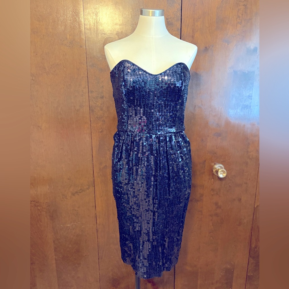 Sequined French Connection Bustier Midi Dress // size 8